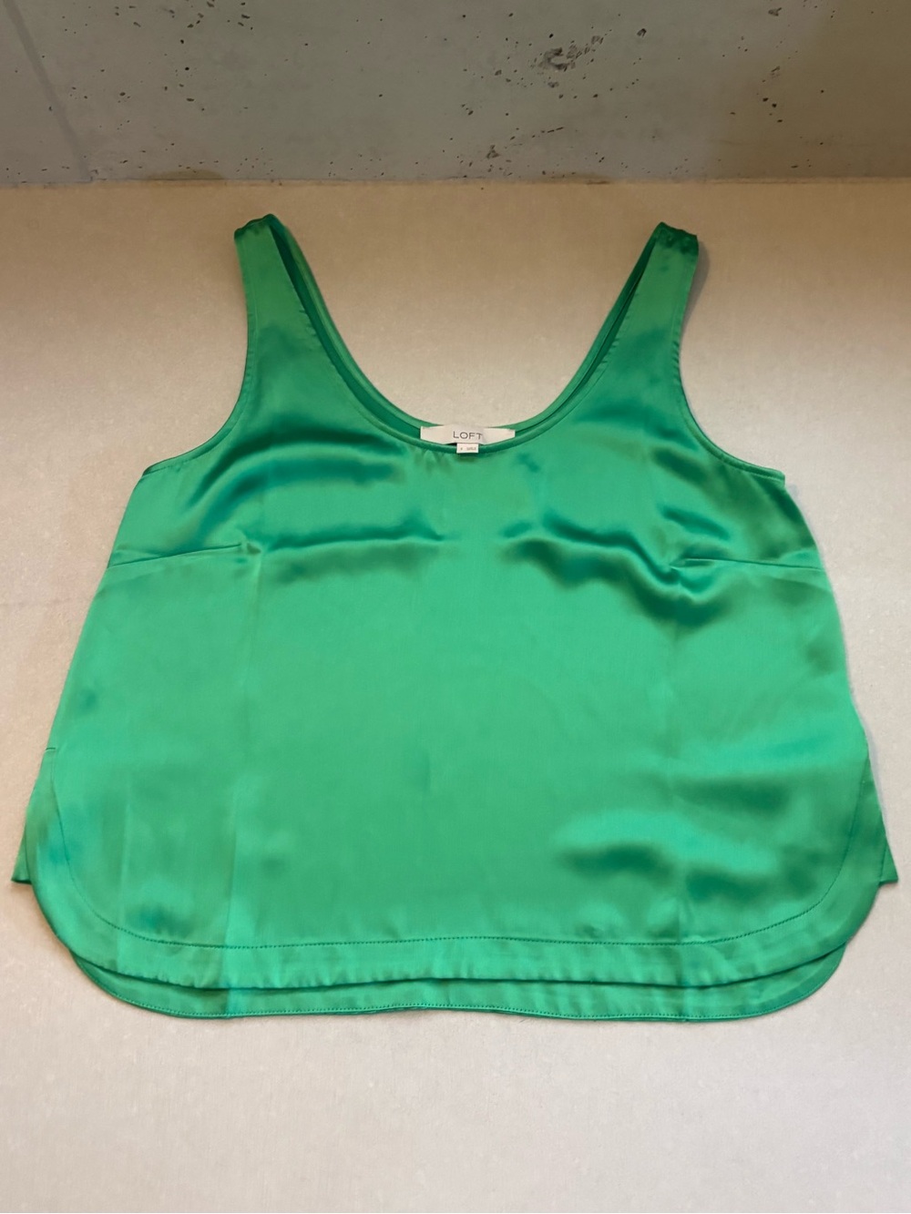 LOFT Emerald Green Satin Scoop Neck Cami
